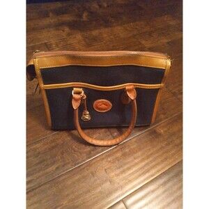 Dooney & Bourke Satchel‎ Handbag Top Handle Leather Trim Vintage Purse